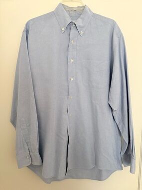 Men's Brooks Brother Relaxed Fit All Cotton Dress Shirt Size 15 1/2 - 34